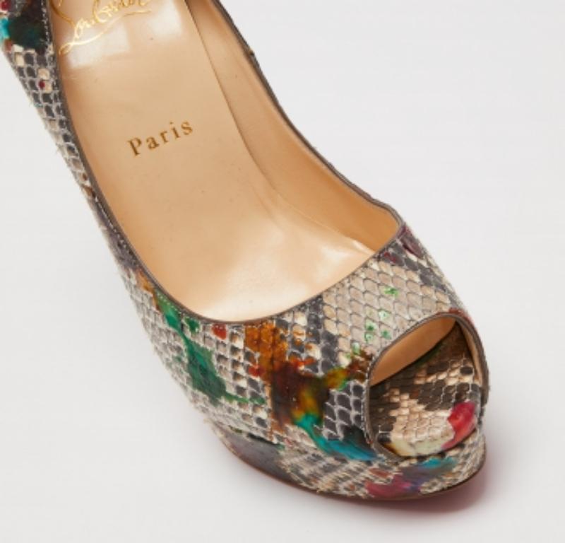 Christian Louboutin Python Leder Lady Peep Toe Plateau Pumps Größe 40 Damen im Angebot