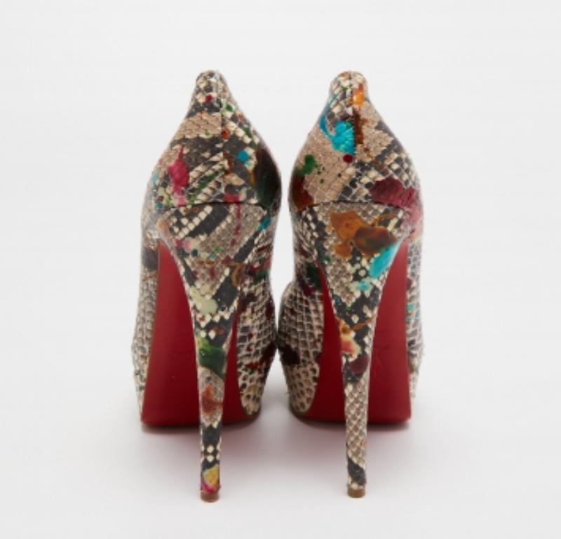 Christian Louboutin Python Leder Lady Peep Toe Plateau Pumps Größe 40 im Angebot 1