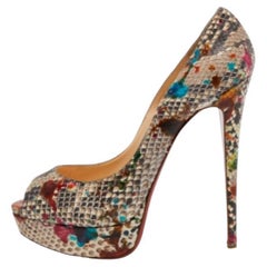 Christian Louboutin Python Leder Lady Peep Toe Plateau Pumps Größe 40