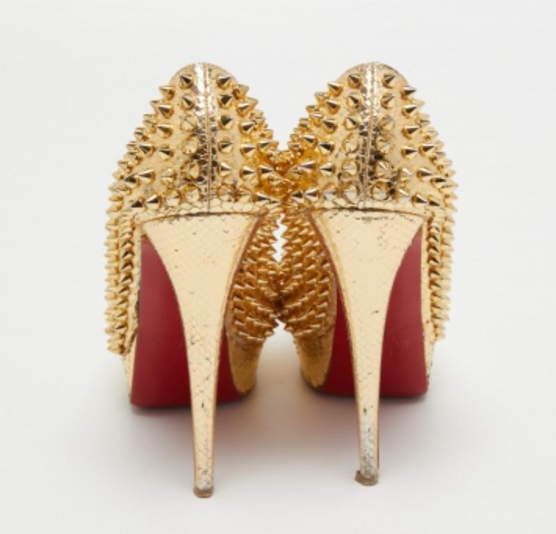Christian Louboutin Pitón Cuero Dama Peep Toe Plataforma Bombas Tamaño 36.5 en venta 2