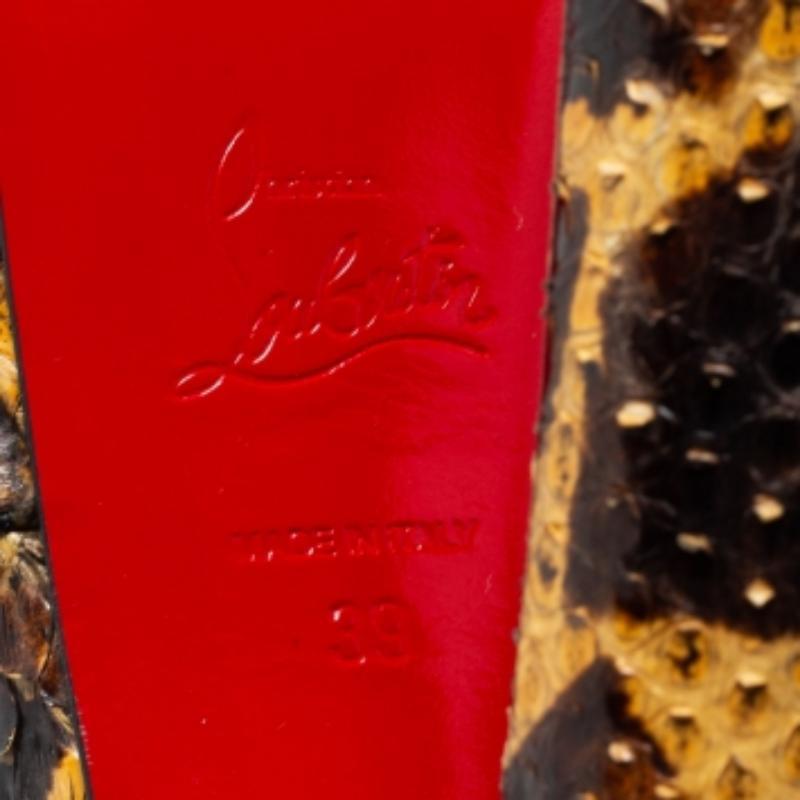 Christian Louboutin Python Leder Peep Toe Plattform Knöchelriemen Sandalen Größe 39 (Schwarz) im Angebot