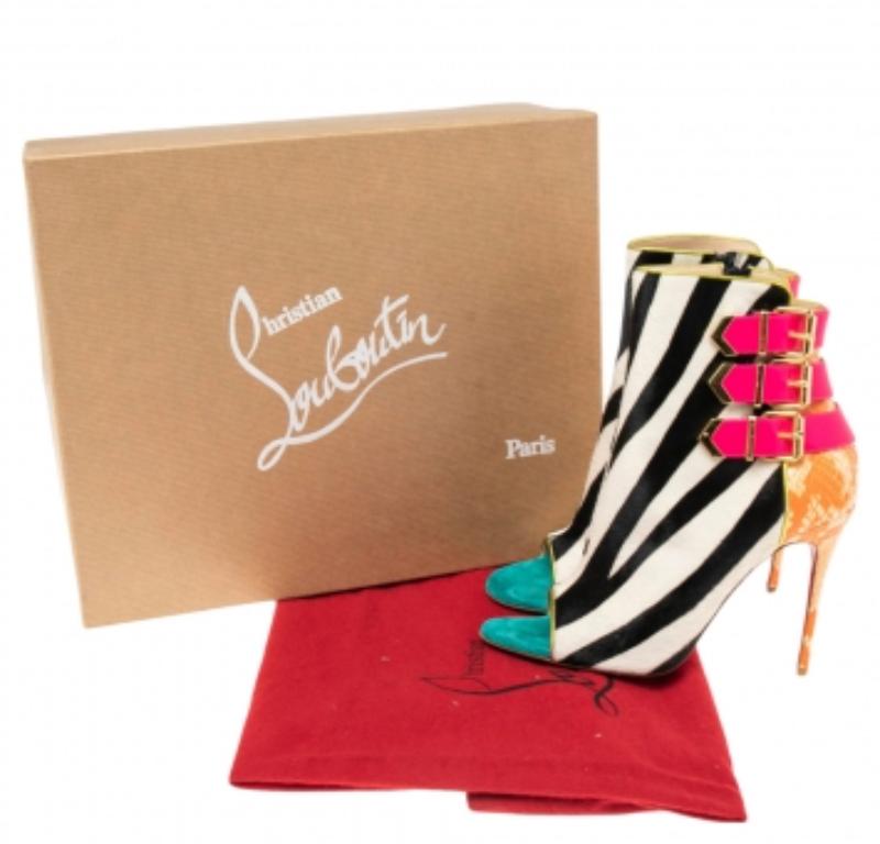 Christian Louboutin - Bottines en cuir de veau imprimé triboclou, taille 37 Bon état - En vente à Dubai, Al Qouz 2