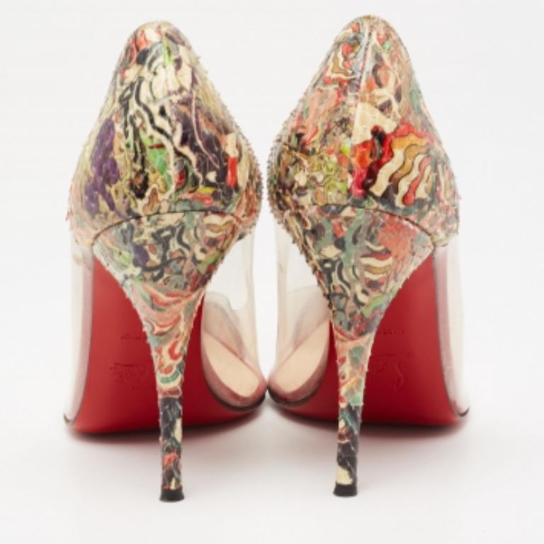 Christian Louboutin Python Leder & PVC Djalouzi Spitzfuß-Pumps Größe 39 im Angebot 1