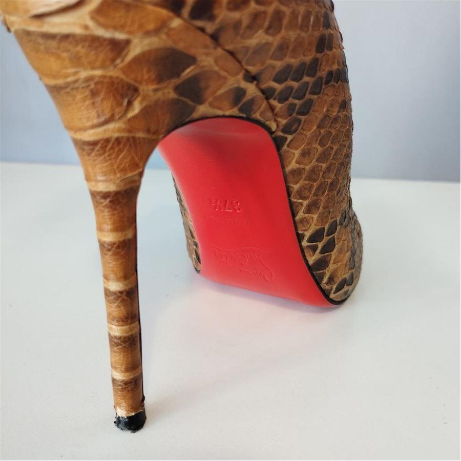 Women's Christian Louboutin Python open-toe size 37 1/2 For Sale