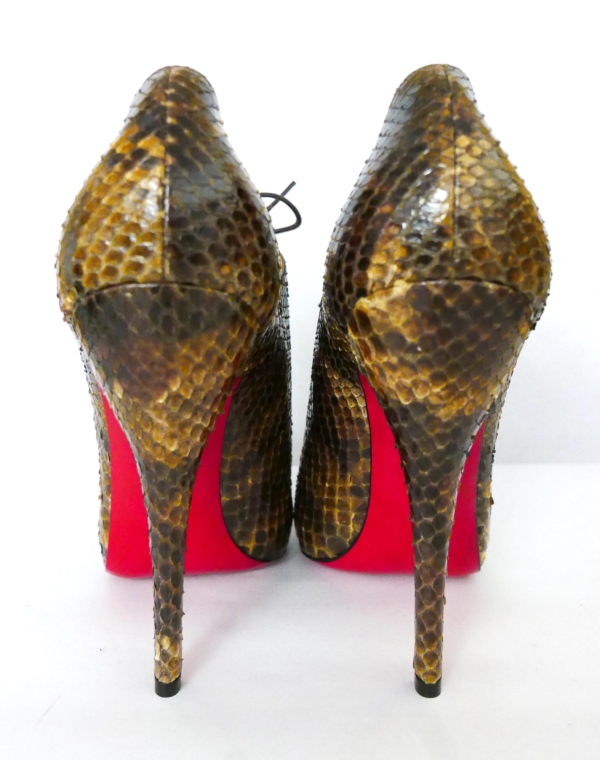 Christian Louboutin Python Trous 120mm Booties Ankle Boots In New Condition For Sale In London, GB