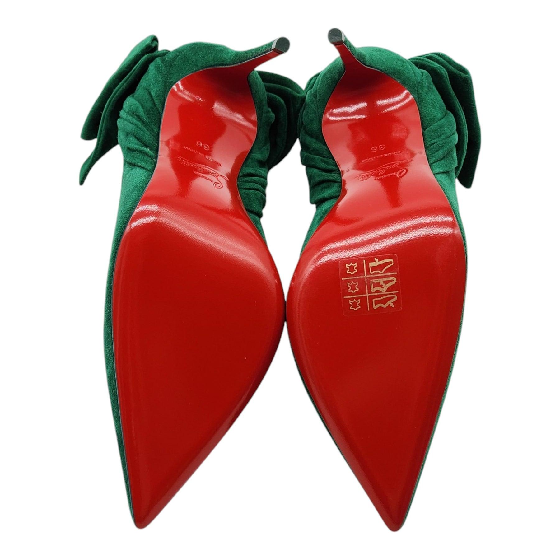 Women's Christian Louboutin Rabakate Pumps Suede in Green For Sale