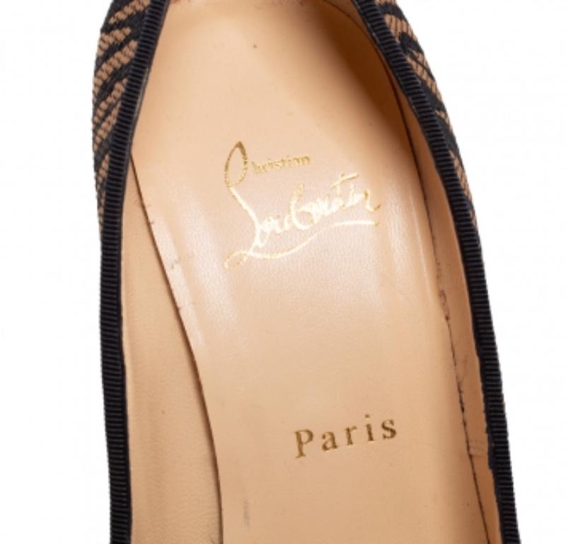 Women's Christian Louboutin Raffia Bianca Panama Tiger Weave Platform Pumps Size 37.5