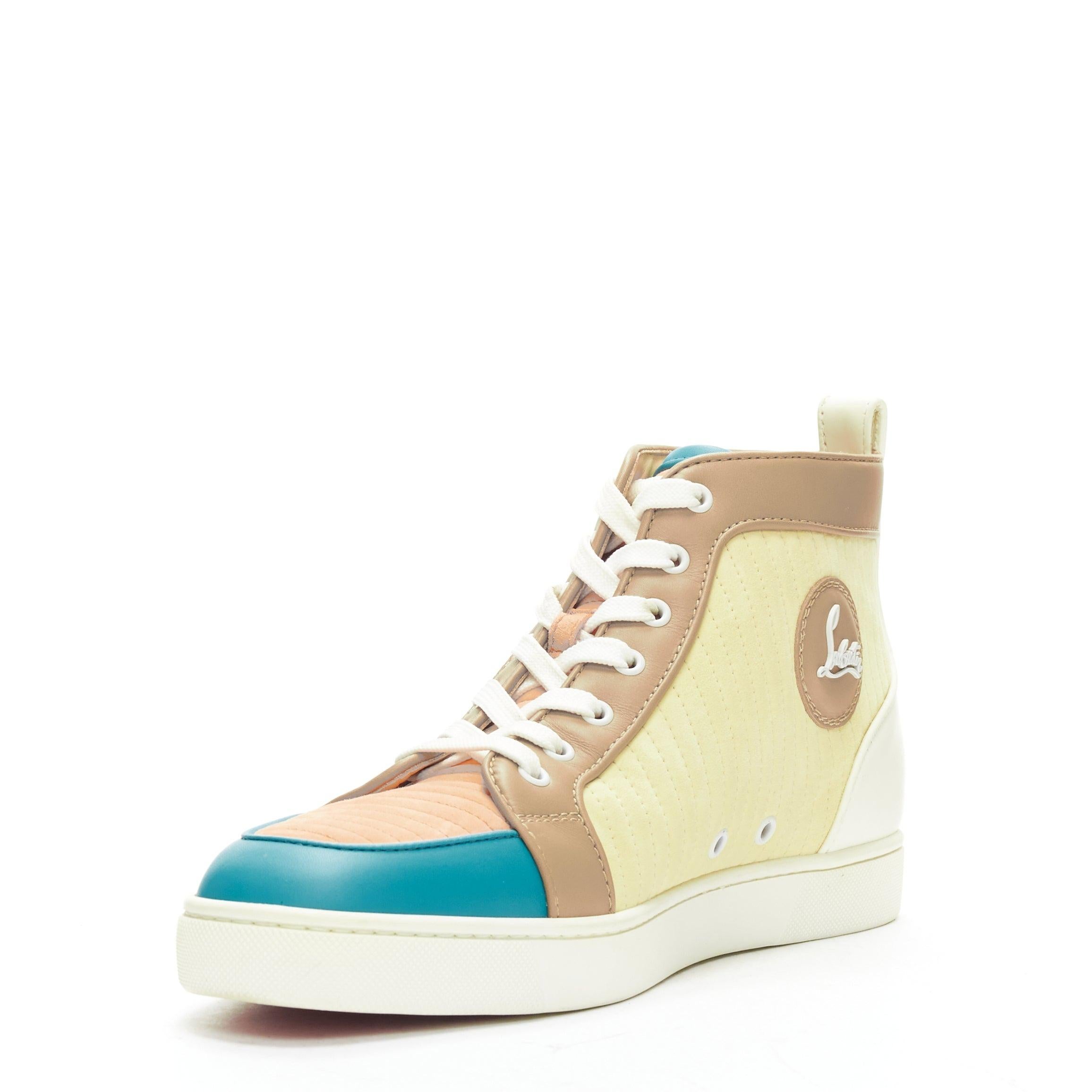 CHRISTIAN LOUBOUTIN Rantus Catach Orlato pastel suede high top sneaker EU42.5 In Good Condition For Sale In Hong Kong, NT