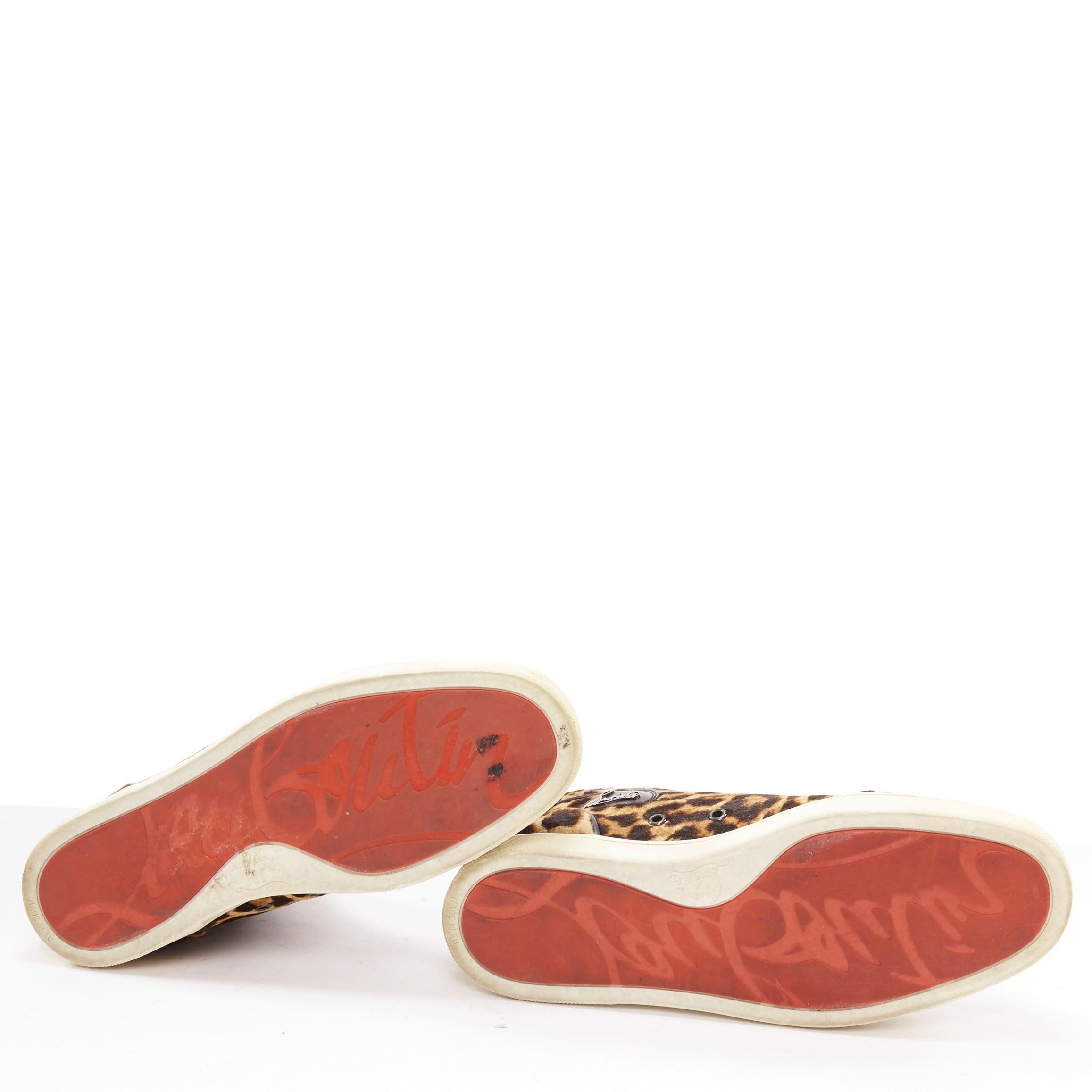 CHRISTIAN LOUBOUTIN Rantus Orlato brown leopard calf hair high top sneakers EU42 For Sale 5