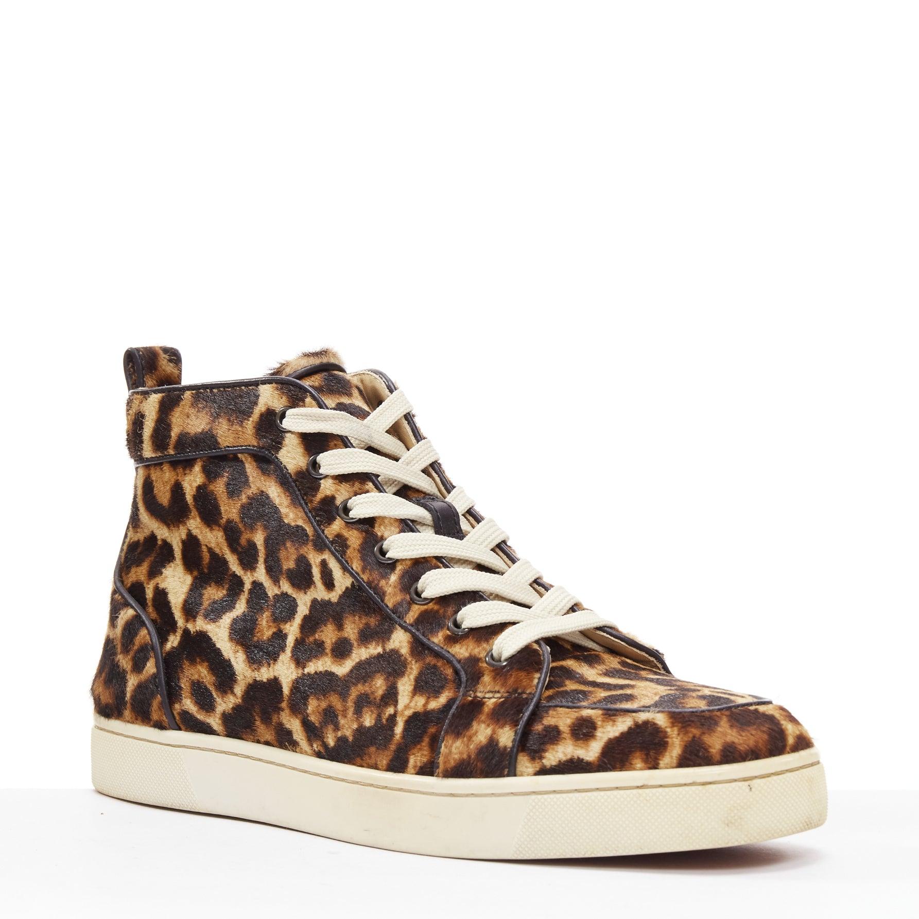 CHRISTIAN LOUBOUTIN Rantus Orlato brown leopard calf hair high top sneakers EU42
Reference: JSLE/A00141
Brand: Christian Louboutin
Model: Rantus Orlato
Material: Calf Hair, Fabric
Color: Brown
Pattern: Leopard
Closure: Lace Up
Lining: Beige