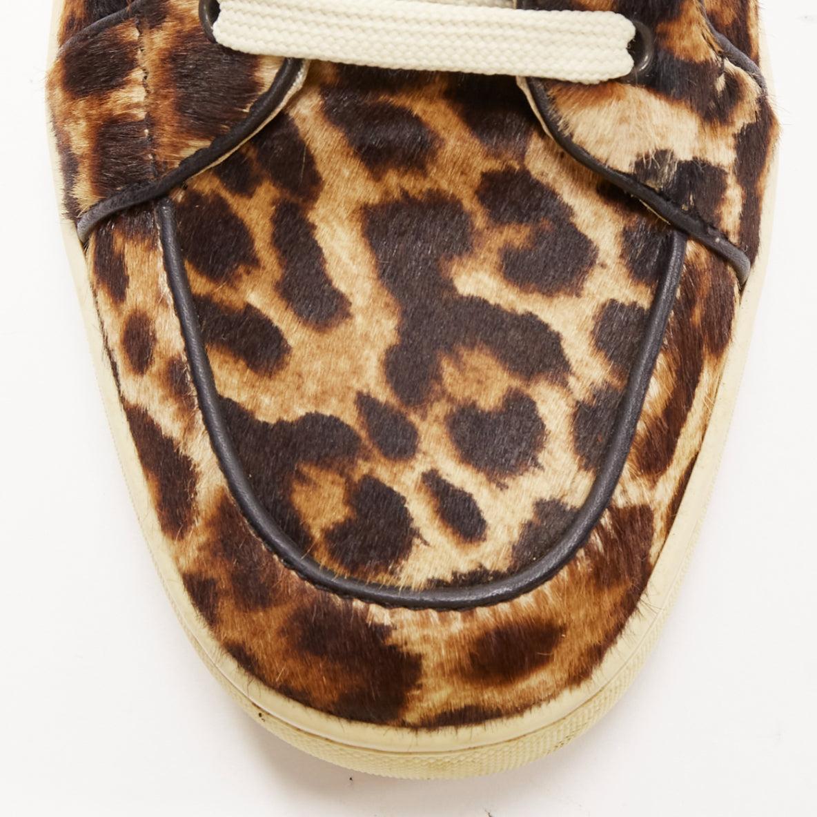 CHRISTIAN LOUBOUTIN Rantus Orlato brown leopard calf hair high top sneakers EU42 For Sale 1
