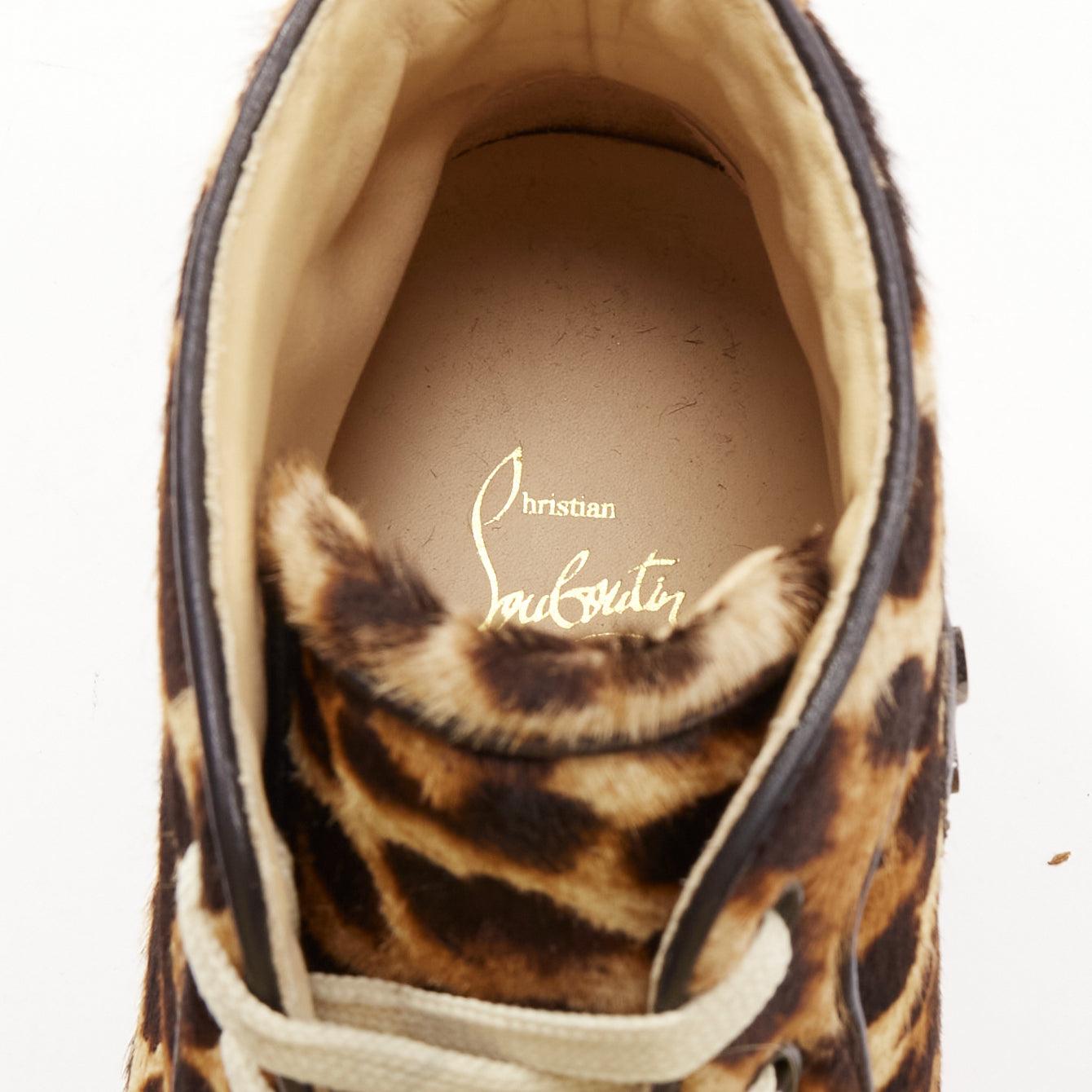 CHRISTIAN LOUBOUTIN Rantus Orlato brown leopard calf hair high top sneakers EU42 For Sale 4