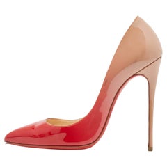 Christian Louboutin Red/Beige Ombre Patent Leather So Kate Pumps Size 36