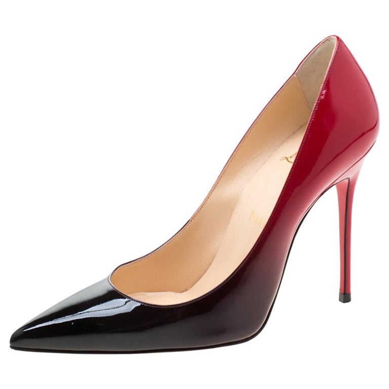 Christian Louboutin Red/Black Degradè Patent Leather Decollete 554 Pumps  Size 37 For Sale at 1stDibs