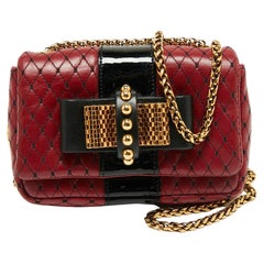 Christian Louboutin Red/Black Matelasse Leather Sweet Charity Shoulder Bag