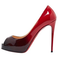 Christian Louboutin Red/Black Ombre Patent Leather New Very Prive Pumps Size 36