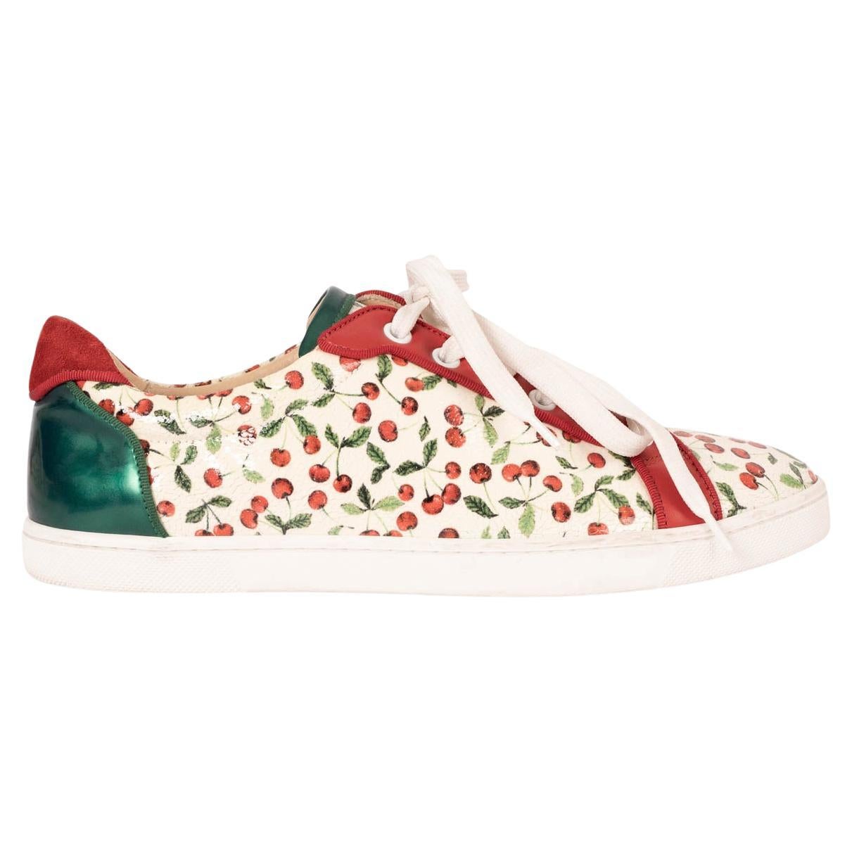 CHRISTIAN LOUBOUTIN tela rossa 2017 SEAVA CHERRY Scarpe da ginnastica 39.5 vestibilità 39 in vendita