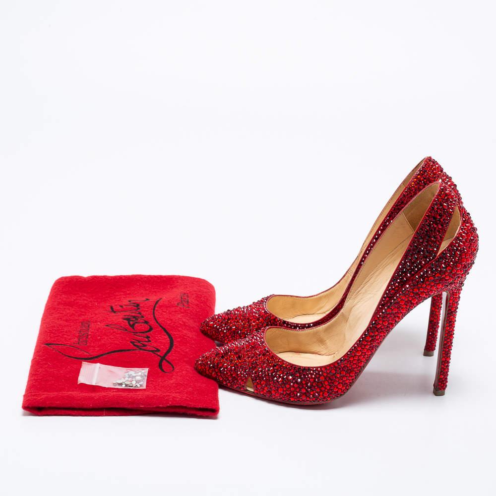 These mesmerizing pumps from Christian Louboutin are special shoes indeed. They are designed with selective features that exhibit the brand's signature skill and legacy effortlessly. Covered in embellishments and cut into a sleek silhouette with
