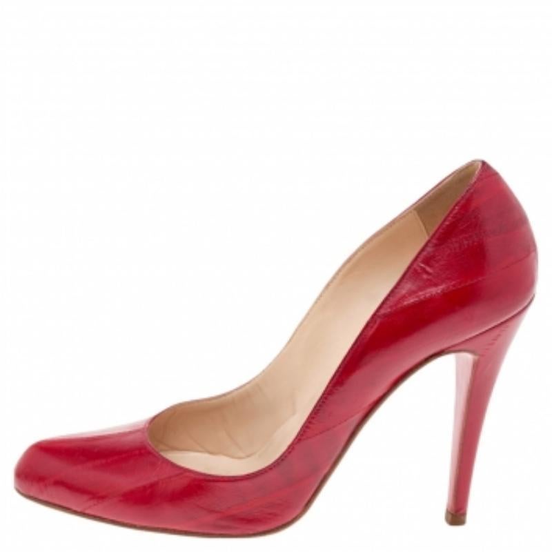  Christian Louboutin escarpins rouges en cuir d'anguille, taille 36,5 Pour femmes 