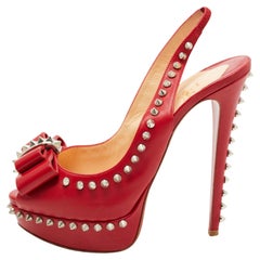 Christian Louboutin Rote Leder Lady Clou Slingback-Pumps Größe 38,5