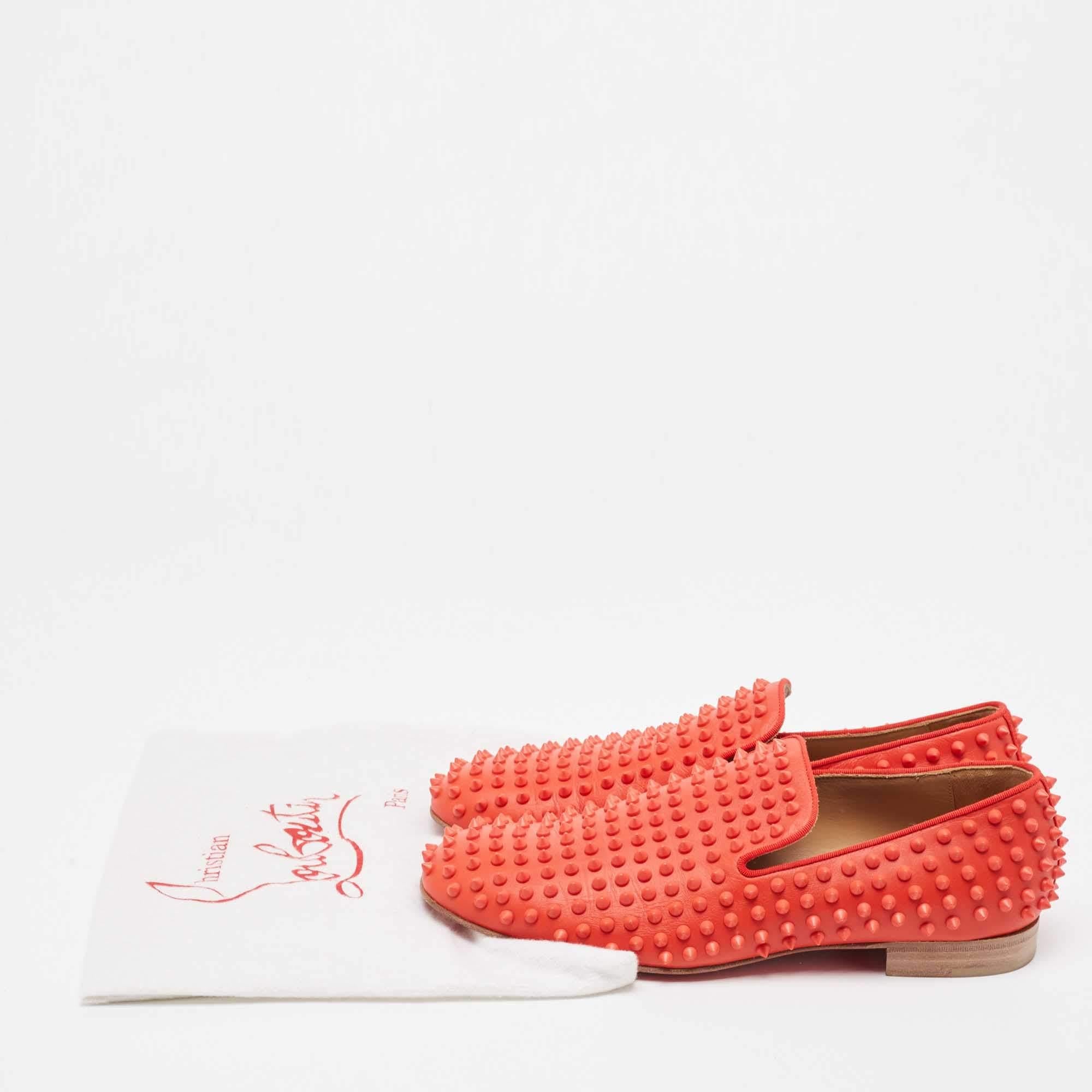 Christian Louboutin Red Leather Rollerboy Spikes Smoking Slippers Size 42 4
