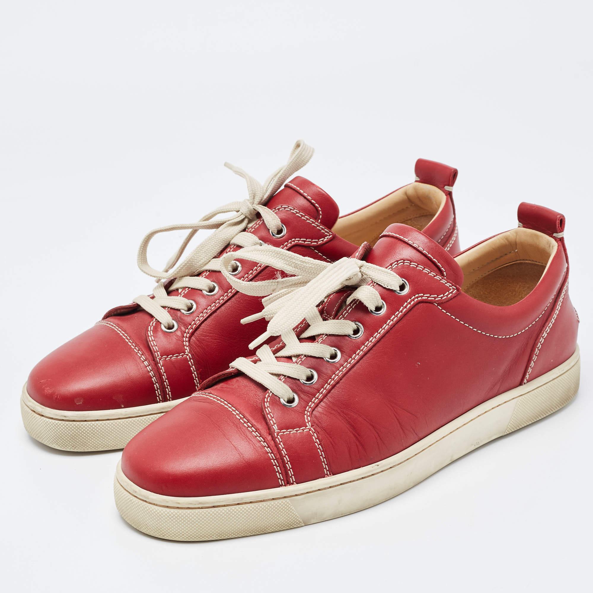 Men's Christian Louboutin Red Leather Sneakers Size 42.5