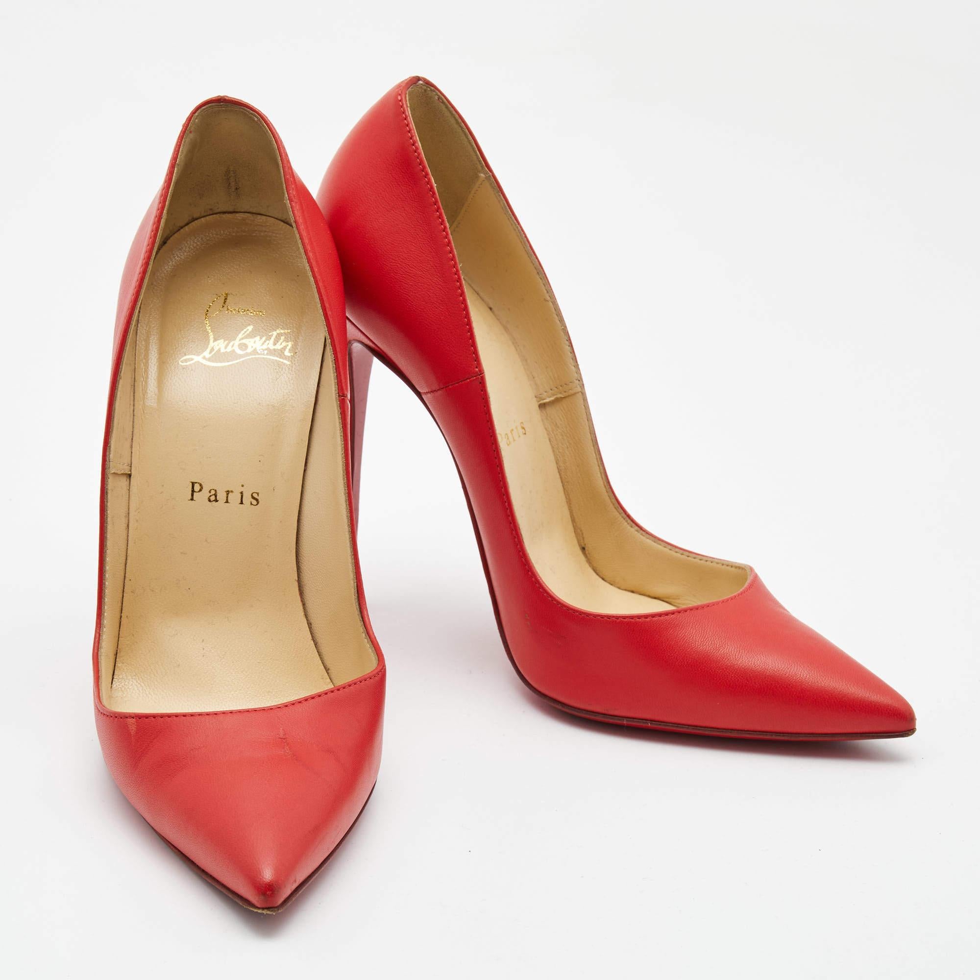 Christian Louboutin Red Leather So Kate Pointed Toe Pumps Size 37 For Sale 1