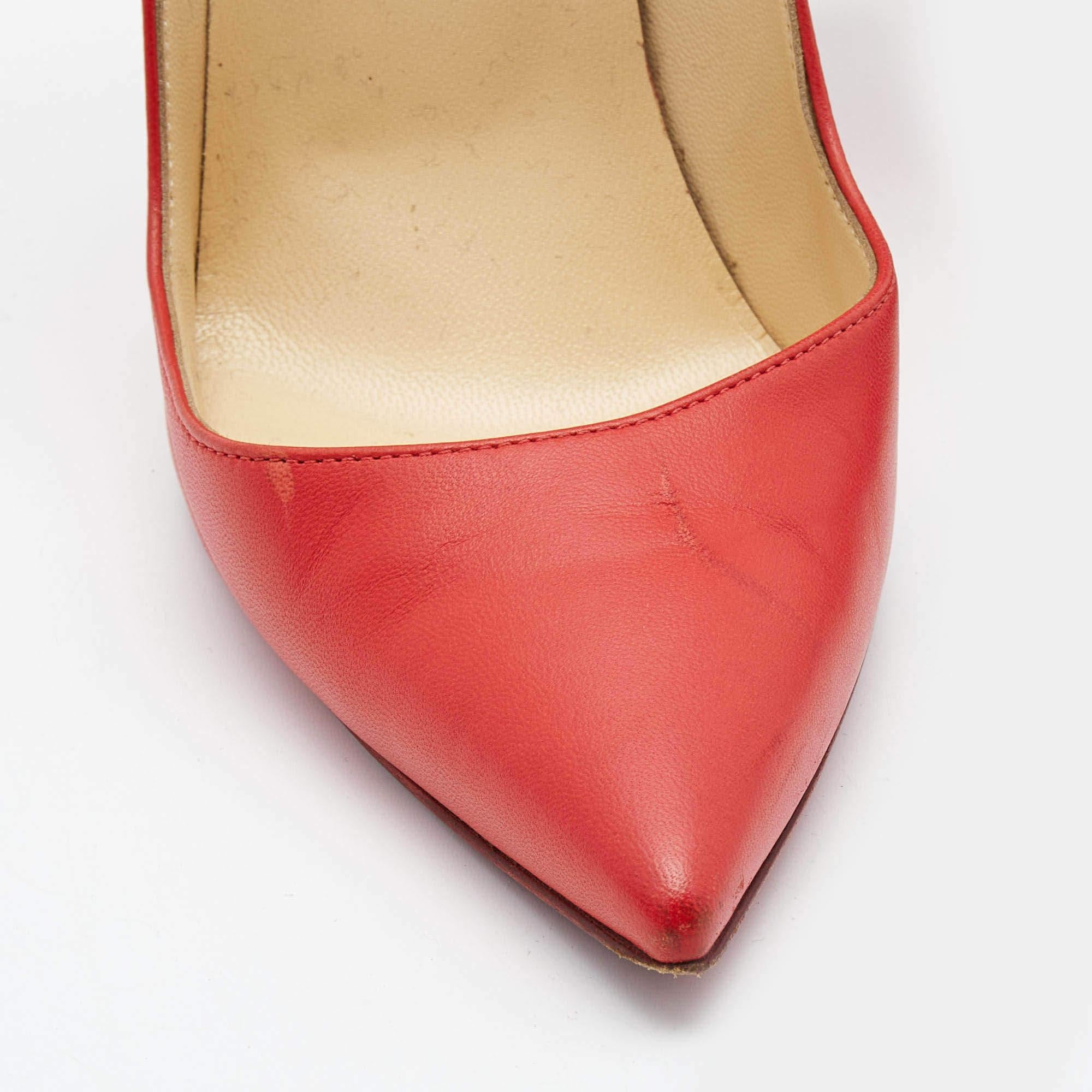 Christian Louboutin Red Leather So Kate Pointed Toe Pumps Size 37 For Sale 3