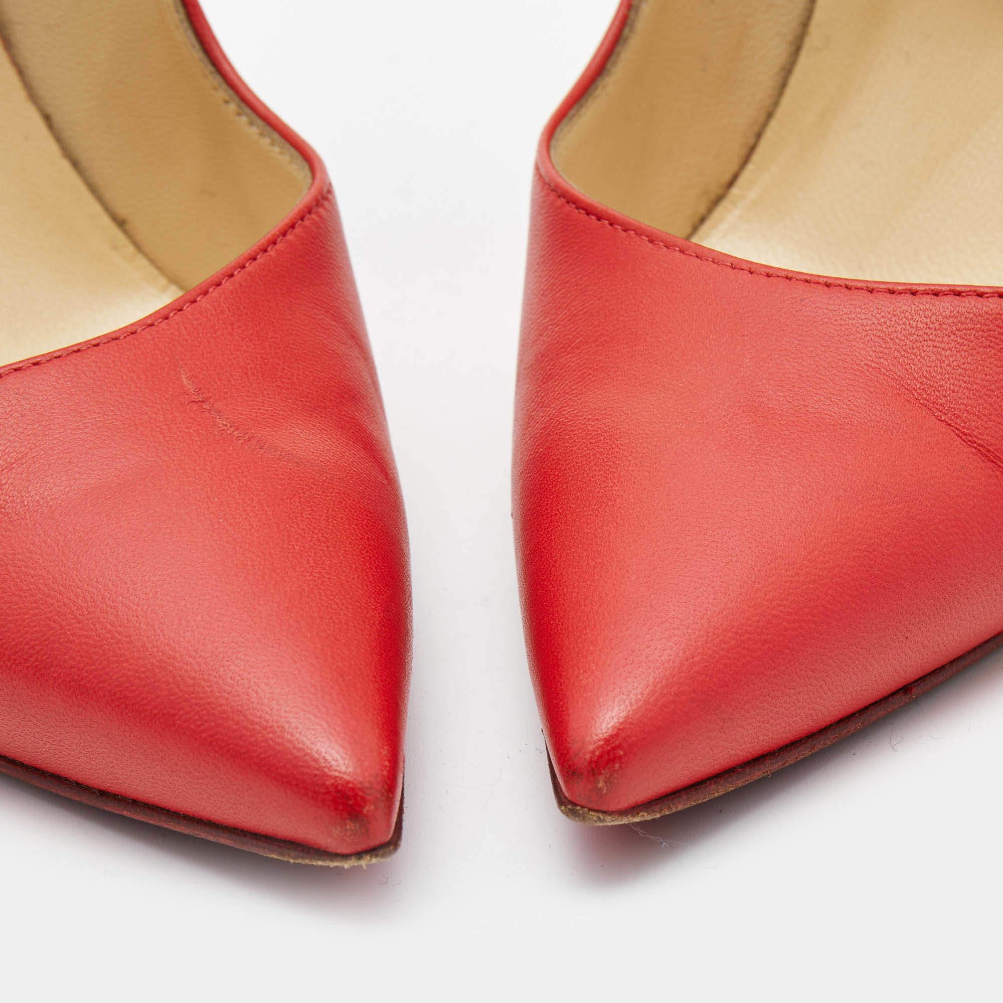Christian Louboutin Red Leather So Kate Pointed Toe Pumps Size 37 For Sale 4