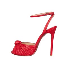Christian Louboutin Red Leather Strappy Sandals Size 38