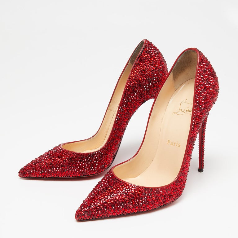 Christian Louboutin Red Leather Strass Degrade So Kate Pumps Size 39 ...