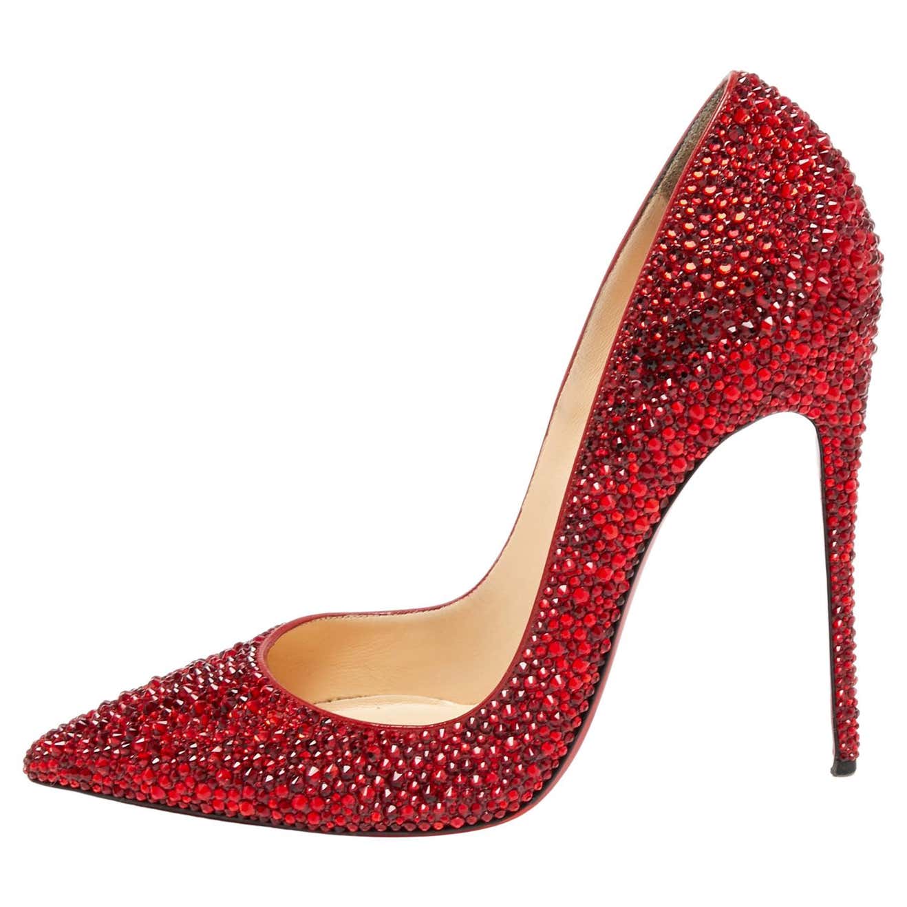 Christian Louboutin Red Leather Strass Degrade So Kate Pumps Size 39 ...