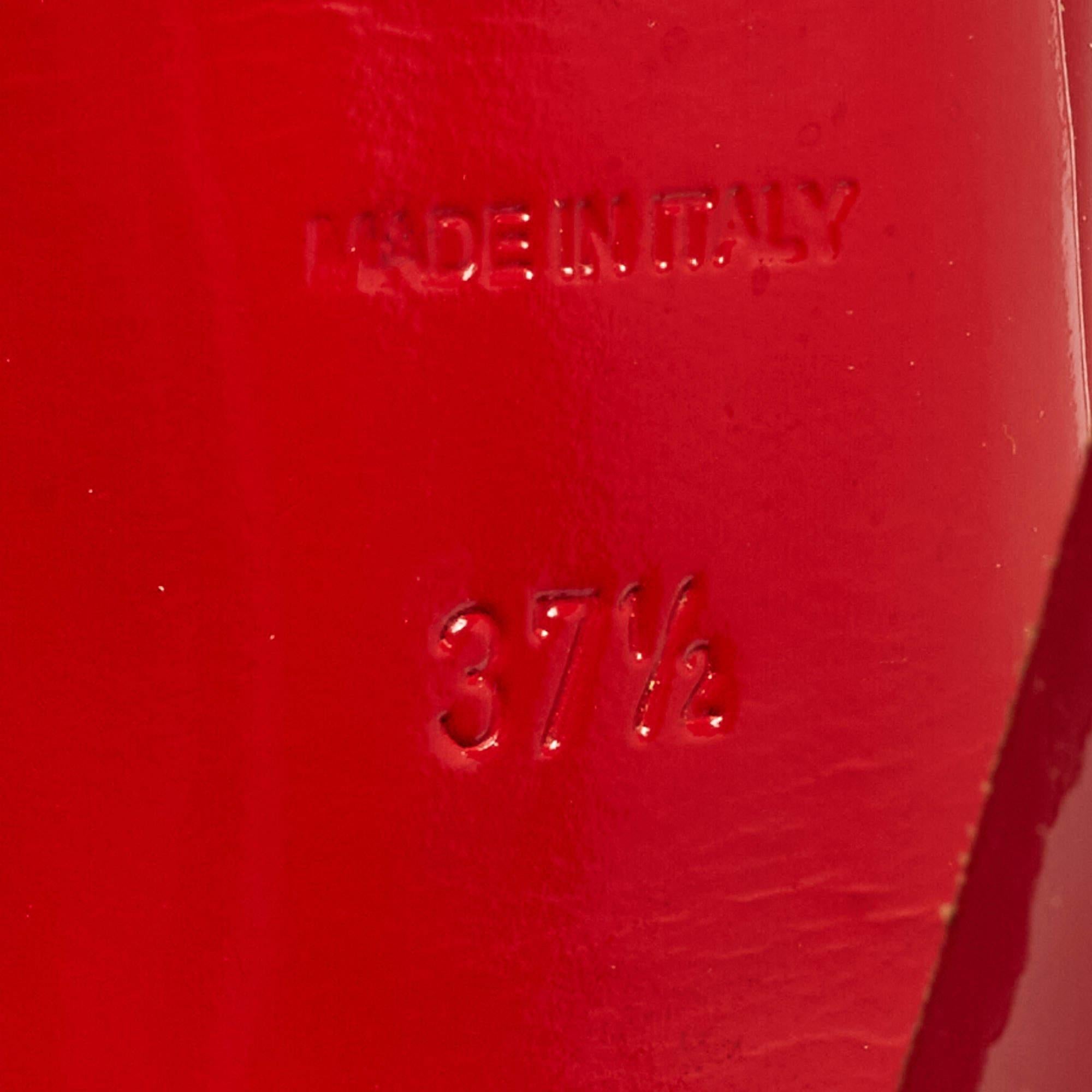 Christian Louboutin Red Marpoil Peep Toe Platform Slingback Sandals Size 37.5 For Sale 1