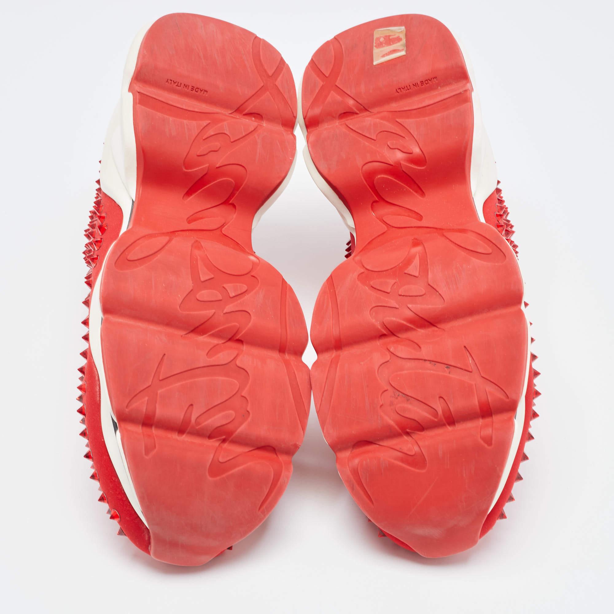 Christian Louboutin Red Neoprene Spike Sock Sneakers Size 38.5 1