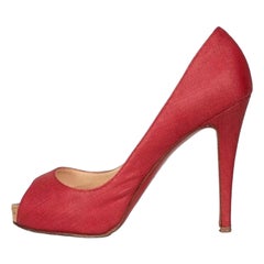 Christian Louboutin Red Open-Toe Textile Pumps 38.5