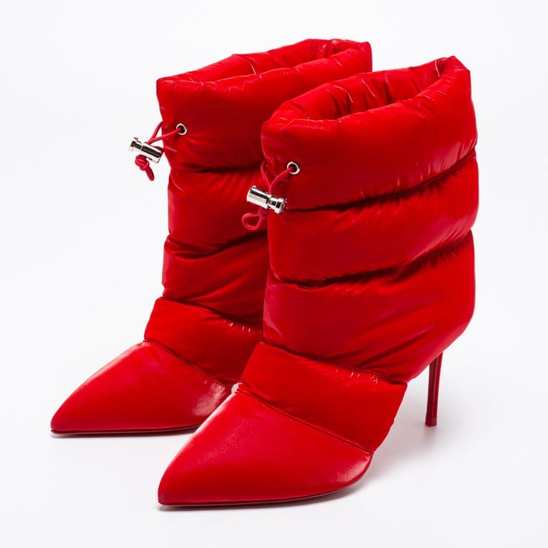 Christian Louboutin Red Padded Polyamide Astro Pointue Ankle Booties Size  37 For Sale at 1stDibs