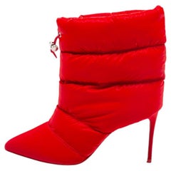 Christian Louboutin Red Padded Polyamide Astro Pointue Ankle Booties Size 37