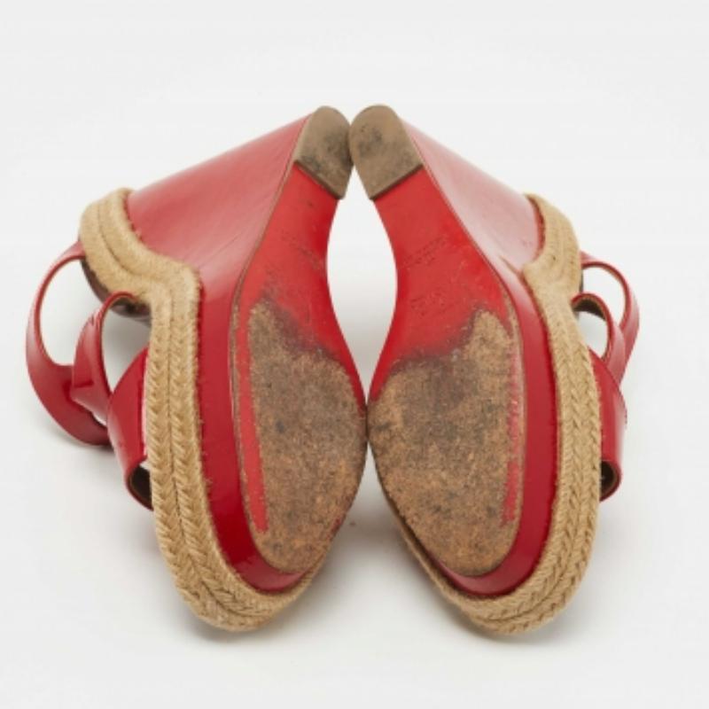 Christian Louboutin Bilbao 120 espadrilles compensées rouges taille 40 en vente 1