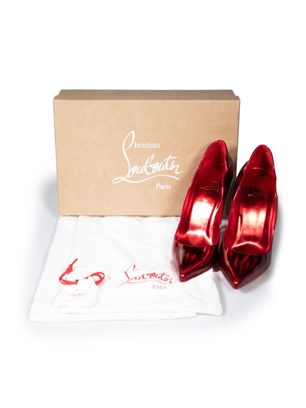 Christian Louboutin Red Patent Hot Chick 100 Heels Size IT 40 For Sale 1
