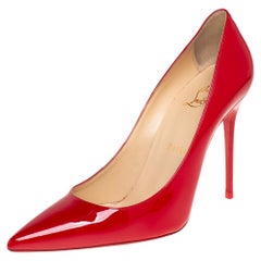 Christian Louboutin Red Patent Leather Decollete Pumps Size 38.5