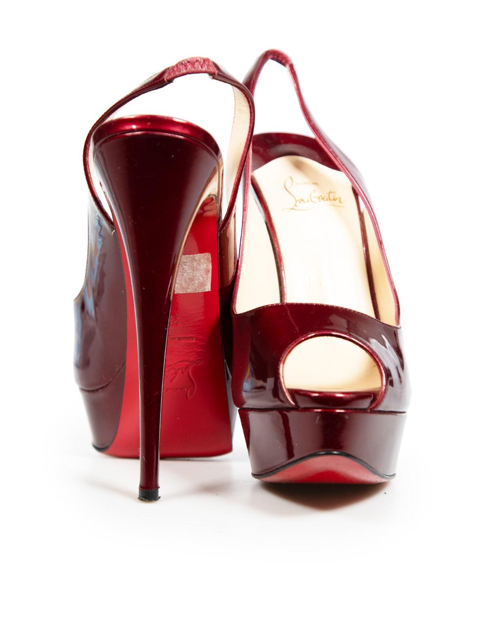 Christian Louboutin Rote Lackleder Heels mit Absatz Größe IT 39 (Braun) im Angebot