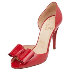 Christian Louboutin Red Patent Leather Jolie-Noeud D'orsay Pumps Size 38