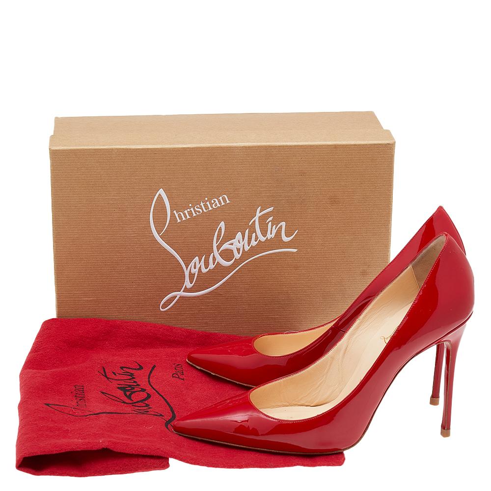 Christian Louboutin Red Patent Leather Kate Pumps Size 38 5