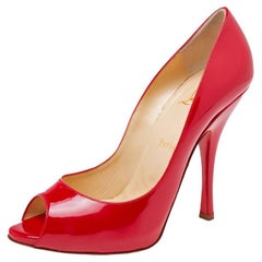 Christian Louboutin Red Patent Leather Maryl Pumps Size 40.5