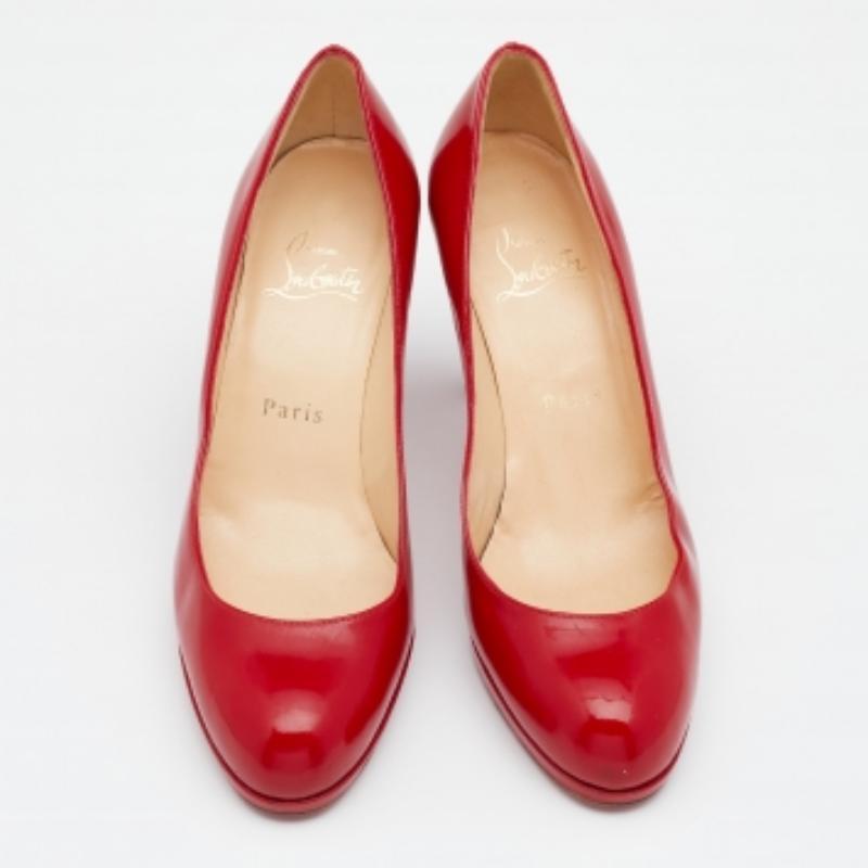 Christian Louboutin Bombas de plataforma sencillas de charol rojo nuevo tamaño 37 Rojo en venta