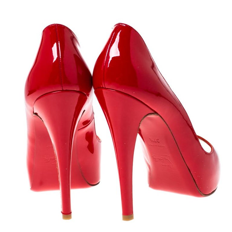 christian louboutin lady peep patent red sole pump