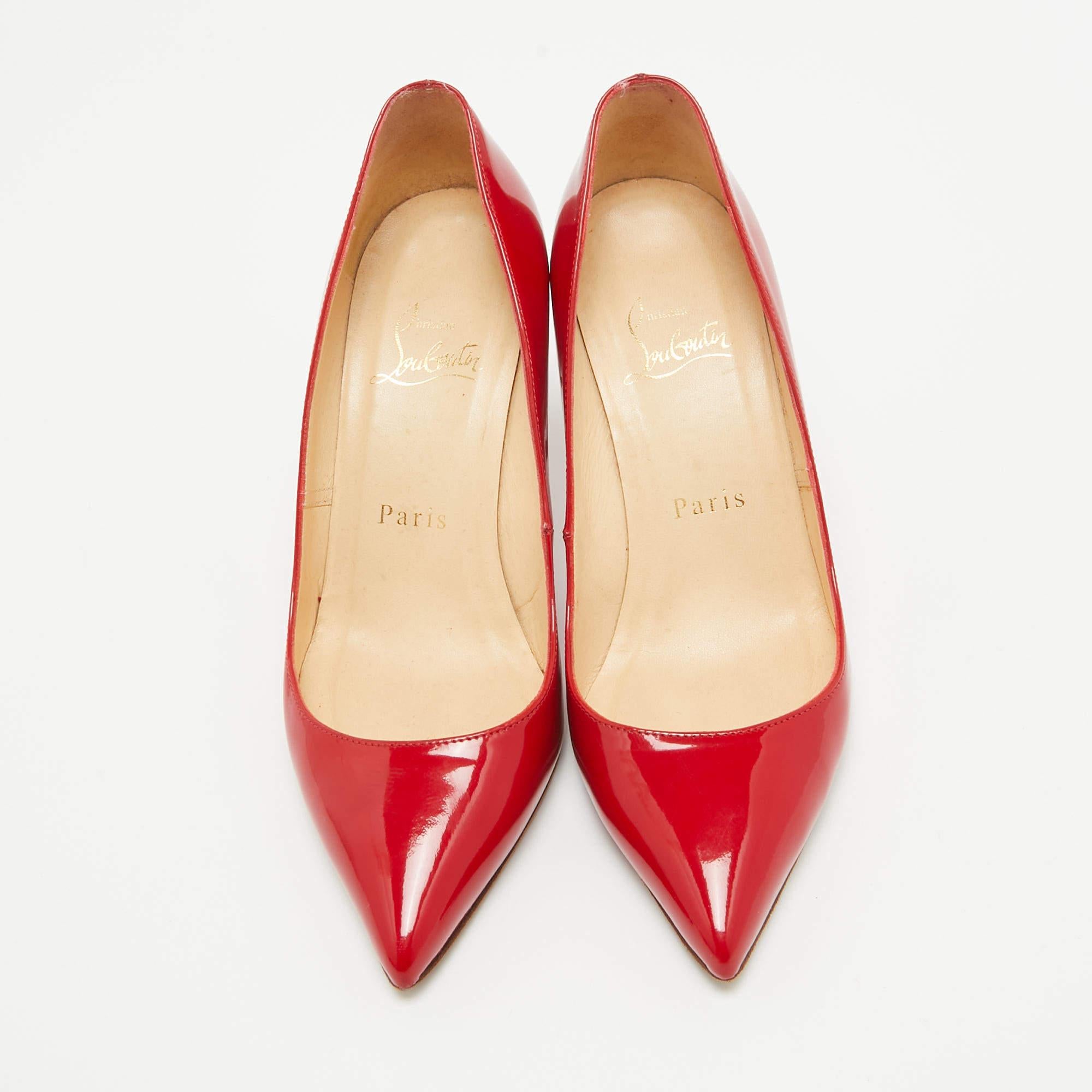 Christian Louboutin Red Patent Leather Pigalle Pumps Size 35.5 In Good Condition In Dubai, Al Qouz 2