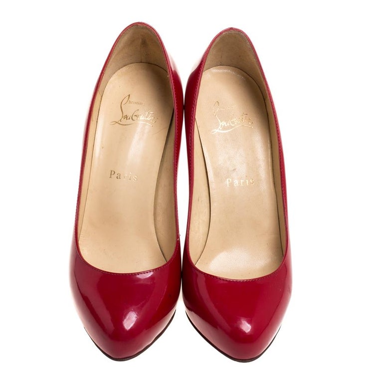 Christian Louboutin Red Patent Leather Simple Pumps Size 37 For Sale at ...