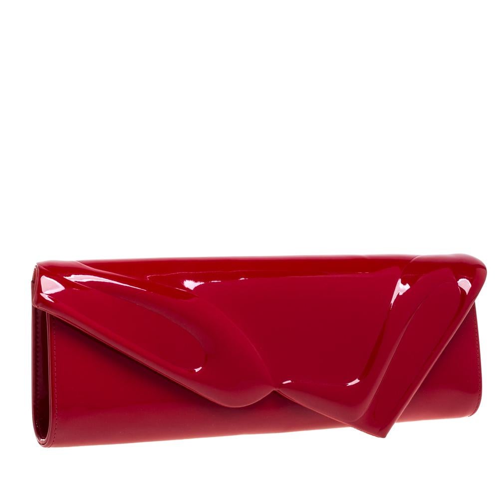 Christian Louboutin Rotes Lackleder So Kate Baguette Clutch Damen