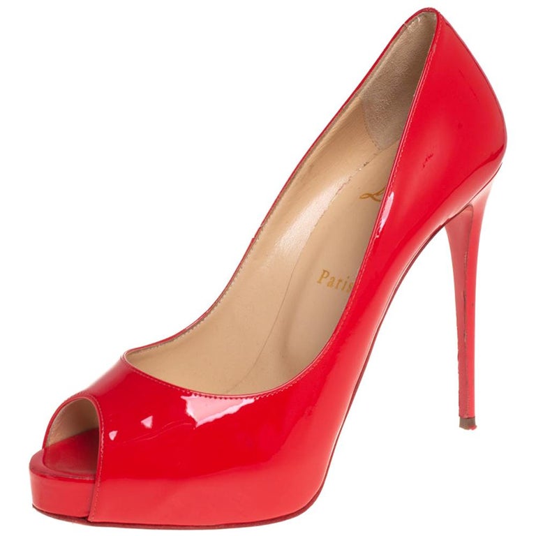 christian louboutin heels 38.5 Very Prive Patent Red Sole Pumps. 